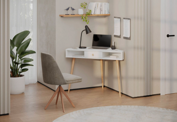 Стол письменный угловой, арт.6-01104, белый(ГК) в Берёзовском - beryozovskij.mebel-e96.ru