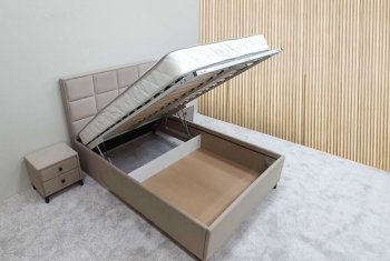 Кровать с подъемным механизмом Мега беж (Лин) в Берёзовском - beryozovskij.mebel-e96.ru