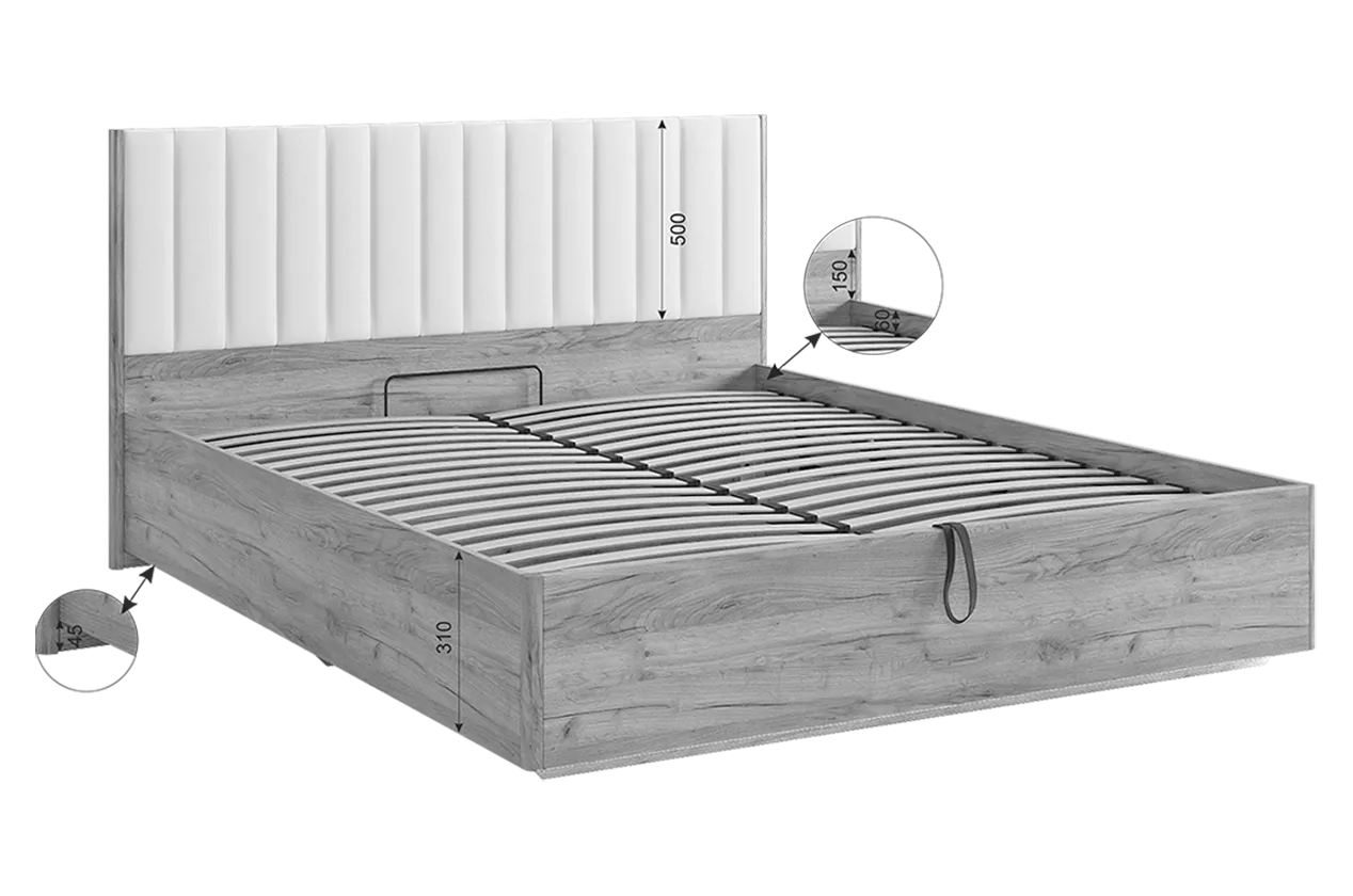 Кровать с подъемным механизмом Адам графит (Мебельсон) в Берёзовском - beryozovskij.mebel-e96.ru