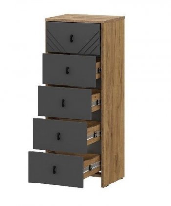 Комод (5 ящиков) Байкал Графит/Дуб золотой (СВ) в Берёзовском - beryozovskij.mebel-e96.ru