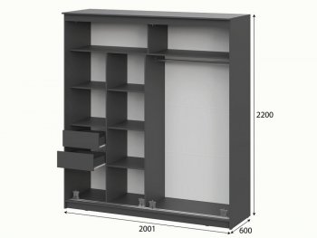 Шкаф-купе №25 2000 мм Блэк ЛАЙТ графит (СВ) в Берёзовском - beryozovskij.mebel-e96.ru