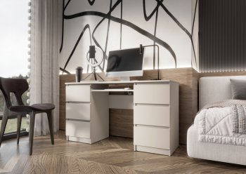 Письменный стол Челси 6 ящиков кашемир (Миф) в Берёзовском - beryozovskij.mebel-e96.ru