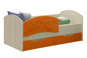 Детская кровать Дельфин-3 МДФ оранжевый, 80х160 в Берёзовском - beryozovskij.mebel-e96.ru