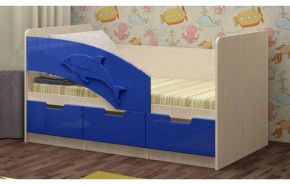 Детская кровать Дельфин-6 МДФ, 80х160, темно-синий в Берёзовском - beryozovskij.mebel-e96.ru
