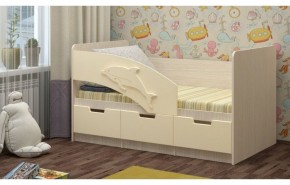 Детская кровать Дельфин-6 МДФ, 80х160, ваниль в Берёзовском - beryozovskij.mebel-e96.ru