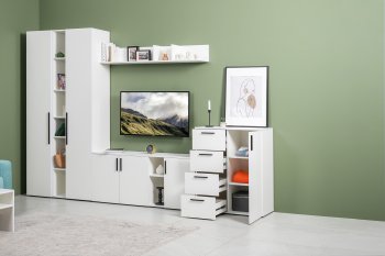 Стенка Эйр модульная, белый (Моби) в Берёзовском - beryozovskij.mebel-e96.ru