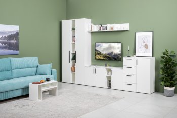 Стенка Эйр модульная, белый (Моби) в Берёзовском - beryozovskij.mebel-e96.ru