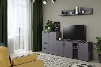 Стенка Эйр комп.1, графит (Моби) в Берёзовском - beryozovskij.mebel-e96.ru