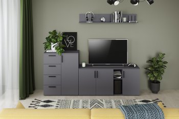Стенка Эйр комп.1, графит (Моби) в Берёзовском - beryozovskij.mebel-e96.ru