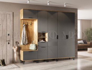 Прихожая Флэш крафт/графит модульная (Миф) в Берёзовском - beryozovskij.mebel-e96.ru