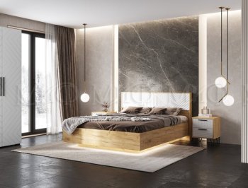 Кровать парящая Флэш крафт/белый (Миф) в Берёзовском - beryozovskij.mebel-e96.ru