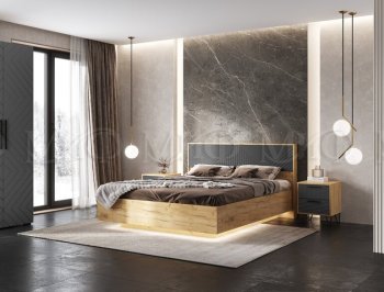 Кровать парящая Флэш крафт/графит(Миф) в Берёзовском - beryozovskij.mebel-e96.ru