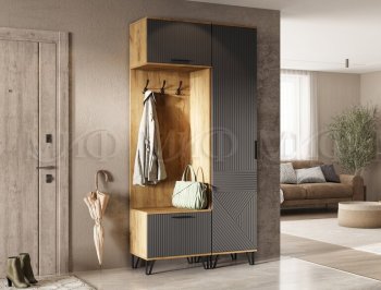 Прихожая Флэш комп. 3, крафт/графит (Миф) в Берёзовском - beryozovskij.mebel-e96.ru