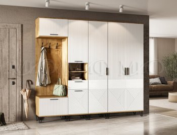 Прихожая Флэш модульная, крафт/белый (Миф) в Берёзовском - beryozovskij.mebel-e96.ru