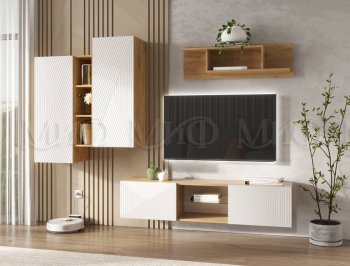 Стенка Флэш крафт/белый (Миф) в Берёзовском - beryozovskij.mebel-e96.ru
