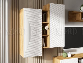 Стенка Флэш крафт/белый (Миф) в Берёзовском - beryozovskij.mebel-e96.ru