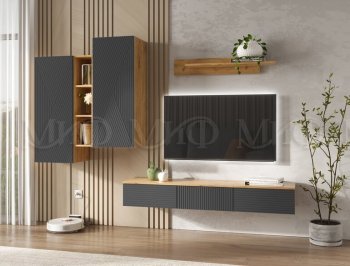 Стенка Флэш комп.2 крафт/графит (Миф) в Берёзовском - beryozovskij.mebel-e96.ru