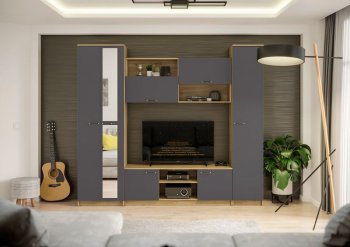 Стенка Герда крафт/графит (ИЦ) в Берёзовском - beryozovskij.mebel-e96.ru