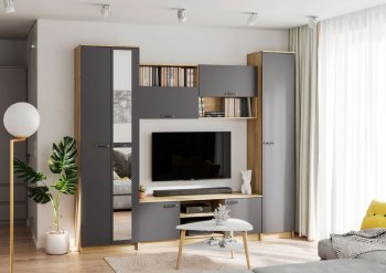 Стенка Герда крафт/графит (ИЦ) в Берёзовском - beryozovskij.mebel-e96.ru