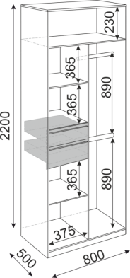 Шкаф 800 мм 2-х створчатый Глэдис (модуль 22) (Риннер) в Берёзовском - beryozovskij.mebel-e96.ru