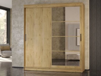 Шкаф-купе 2000 мм Гранд-1 ЛДСП/Зеркало, дуб вотан (Эра) в Берёзовском - beryozovskij.mebel-e96.ru