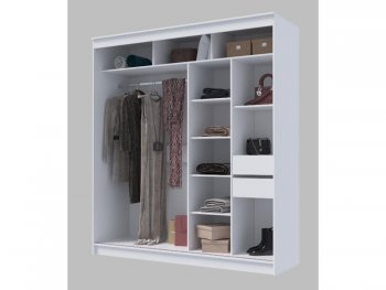 Шкаф-купе 2000 мм Гранд-1 ЛДСП/Зеркало, Белый (Эра) в Берёзовском - beryozovskij.mebel-e96.ru