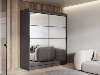 Шкаф-купе 2000 мм Гранд-1 зеркало/зеркало, графит (Эра) в Берёзовском - beryozovskij.mebel-e96.ru