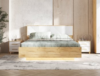 Кровать парящая Ирис крафт/белый с подсветкой (Миф) в Берёзовском - beryozovskij.mebel-e96.ru