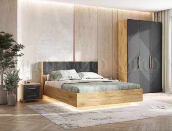 Кровать парящая Ирис крафт/графит(Миф) в Берёзовском - beryozovskij.mebel-e96.ru