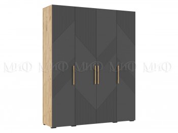 Шкаф 1800 мм Ирис с антресолью крафт/графит (Миф) в Берёзовском - beryozovskij.mebel-e96.ru
