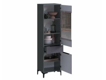 Пенал 550 мм со стеклом Кимберли графит (Handis) в Берёзовском - beryozovskij.mebel-e96.ru