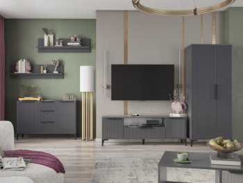 Стенка Кимберли графит, модульная (Handis) в Берёзовском - beryozovskij.mebel-e96.ru