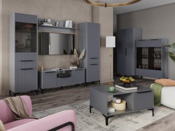 Стенка Кимберли графит, модульная (Handis) в Берёзовском - beryozovskij.mebel-e96.ru