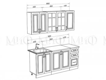 Кухонный гарнитур Констанция 1800 мм белый/джинс (Миф) в Берёзовском - beryozovskij.mebel-e96.ru