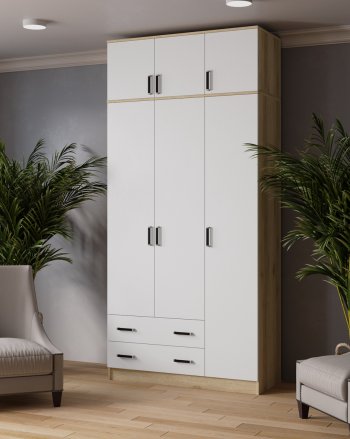 Шкаф Лагуна с антресолью делано/белый (Текс) в Берёзовском - beryozovskij.mebel-e96.ru