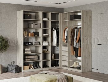 Гардеробная/шкаф 2200*1706 мм Ларго №3 дуб крафт серый/кашемир (Миф) в Берёзовском - beryozovskij.mebel-e96.ru