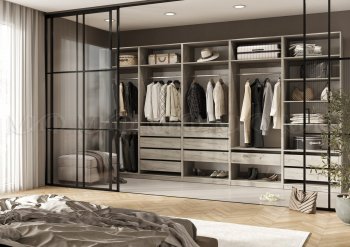 Гардеробная/шкаф 4000 мм Ларго №1 открытая дуб крафт серый (Миф) в Берёзовском - beryozovskij.mebel-e96.ru