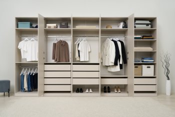 Гардеробная/шкаф 4000 мм Ларго №4 Кашемир (Миф) в Берёзовском - beryozovskij.mebel-e96.ru