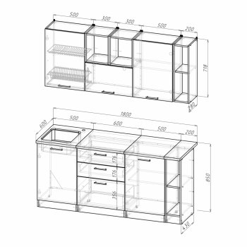 Кухонный гарнитур Лариса макси 4 1800 мм (Герда) в Берёзовском - beryozovskij.mebel-e96.ru