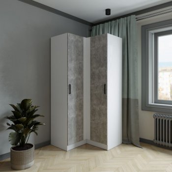 Шкаф угловой Ларс (угол прямой), Белый/Ателье светлое (Микон) в Берёзовском - beryozovskij.mebel-e96.ru