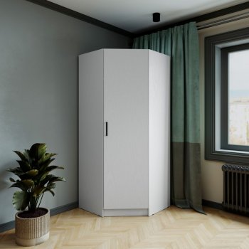 Шкаф угловой Ларс (угол скос), Белый (Микон) в Берёзовском - beryozovskij.mebel-e96.ru