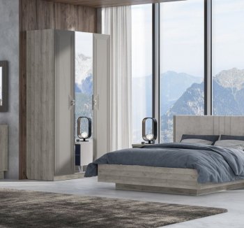 Шкаф распашной 1400 мм Лежер ШК-3103 дуб серый/холст вулканический (СанТан) в Берёзовском - beryozovskij.mebel-e96.ru