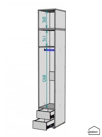 Шкаф с антресолью 400 мм Linnea MHR-1A-3 2450х400х510 (ДВ-М 11.1.25) в Берёзовском - beryozovskij.mebel-e96.ru