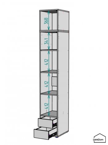 Шкаф с антресолью 400 мм Linnea MHR-1A-4 2450х400х510 (Графит-М 11.1.25) в Берёзовском - beryozovskij.mebel-e96.ru