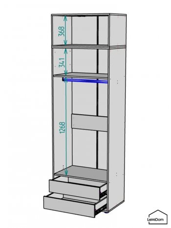 Шкаф с антресолью 800 мм Linnea MHR-2A-3 2450х800х510 (ДВ-М 11.1.25) в Берёзовском - beryozovskij.mebel-e96.ru