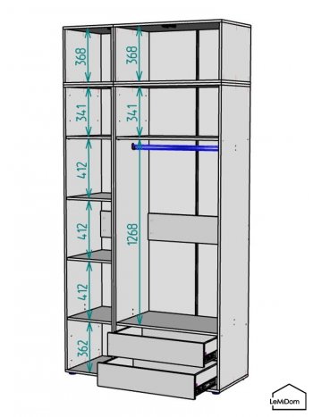 Шкаф с антресолью 1200 мм Linnea MHR-3A-2 2450х1200х510 (ДВ-М 11.1.25) в Берёзовском - beryozovskij.mebel-e96.ru