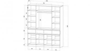 Шкаф 2000 мм 4х ств. Ленора вотан/Кашемир (Лин) в Берёзовском - beryozovskij.mebel-e96.ru