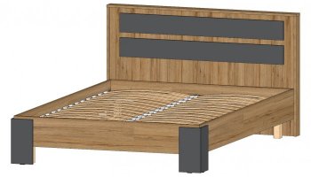 Кровать двуспальная Ленора вотан/Графит (Лин) в Берёзовском - beryozovskij.mebel-e96.ru | фото