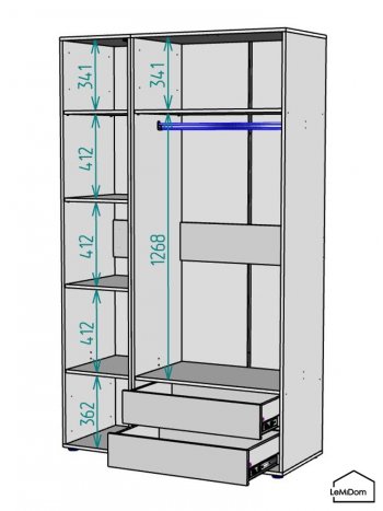 Шкаф Linnea MHR-3-2 2050х1200х510 (Графит-М 11.1.25) в Берёзовском - beryozovskij.mebel-e96.ru