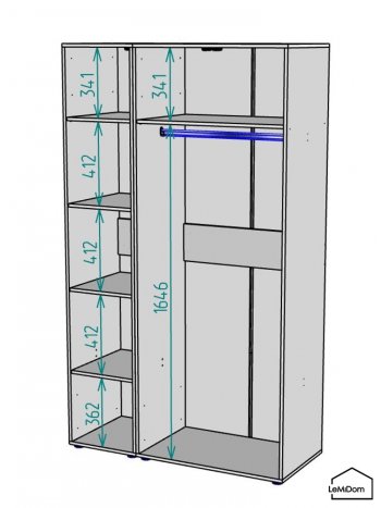 Шкаф Linnea MHR-3-1 2050х1200х510 (Графит-М 11.1.25) в Берёзовском - beryozovskij.mebel-e96.ru